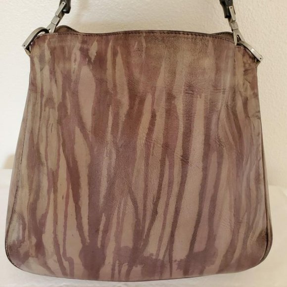 Gucci vintage bamboo painted Leather Purse Handbag Beige Brown black purple gray - Picture 6 of 13